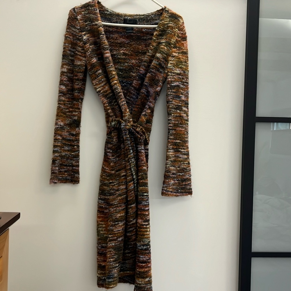 Button up wrap sweater, brown hues M